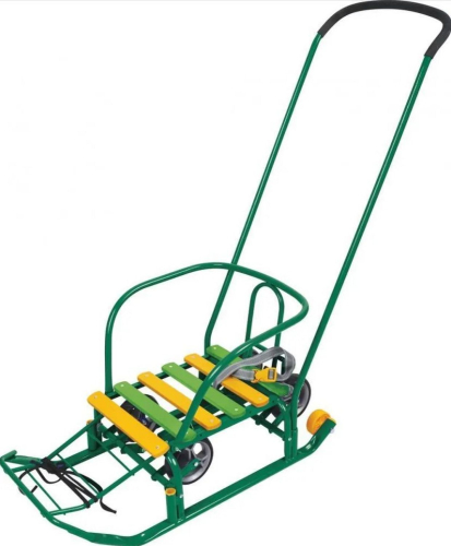 Санки Тимка 3К Универсал Зеленый Т3КУ/З2 /Nika/спинка, толкатель, колеса, зеленый