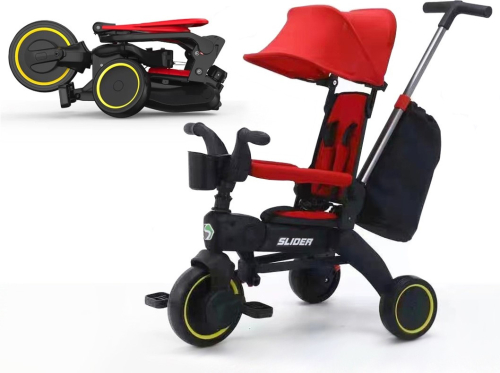 Велосипед трехколесный Slider Eva IT1089, складной, с ручкой управления (92-98 см), красный