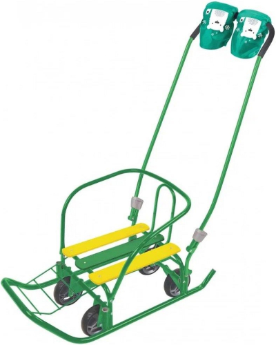 Санки детские Ника "Ветерок 7 универсал" с рукавичками, зеленый