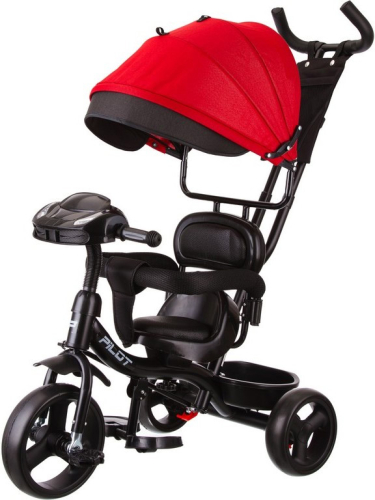 Велосипед трехколесный Pilot PT2, с ручкой управления (92-98 см), красный