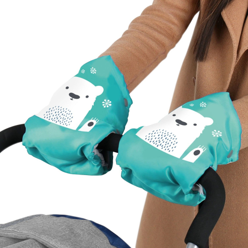 Рукавички для санок Ника РС2, с медвежонком изумрудный