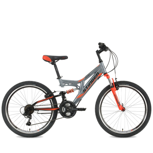 Велосипед Stinger Highlander 24" (2018), рама 14" (130-155 см), серый