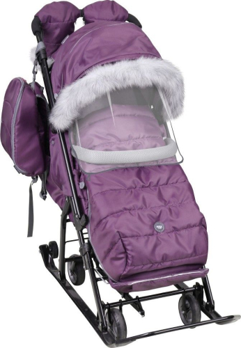 Санки-коляска комбинированная "Ника детям 7-5SK", НД7-5SK/ЕЖ, ежевичная