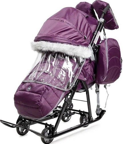 Санки-коляска комбинированная "Ника детям 7-5SK", НД7-5SK/ЕЖ, ежевичная