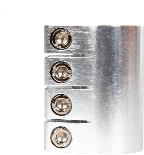 Зажим STG Х105161, 31.8мм для рулей самокатов диаметром 28,6-31,8 мм, с болтами и проставкой, серебристый