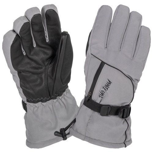 Перчатки зимние White Owl 09-1550, утепленные, с кормашком, затяжкой в кисти и резинками в манжетах, серый-черный