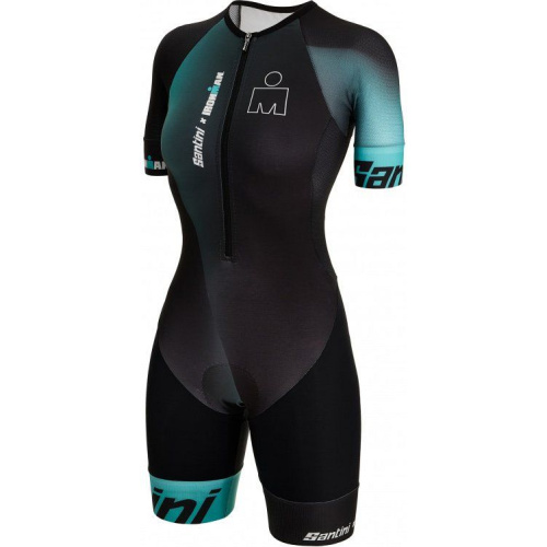 Трисьют с коротким рукавом женский Santini Ikaika-Ironman Women's SS Trisuit, зеленый-черный