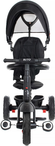 Велосипед трехколесный QPlay Rito, складной, с ручкой управления (92-98 см), черный