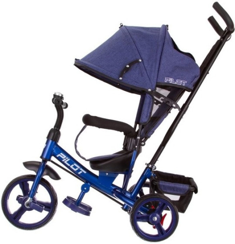 Велосипед трехколесный Pilot PT3, с ручкой управления (92-98 см), синий