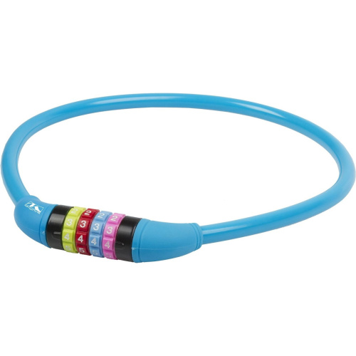 Замок M-Wave тросовый, кодовый, цветные символы, 12x650 мм, силиконовый синий, 5-231054, синий