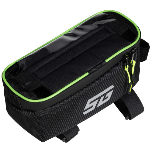 Велосумка на раму STG модель FB-016, с отделением для телефона, 20х11х9 см, черный-салатовый