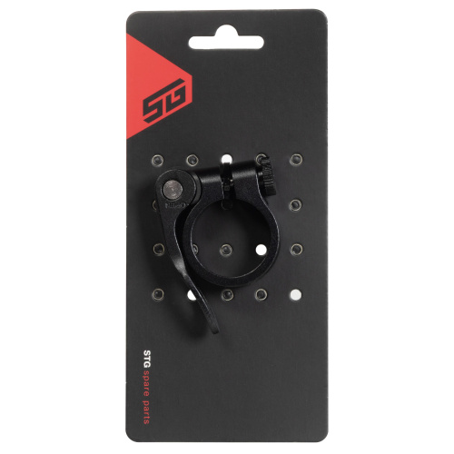 Хомут подсидельный STG 31,8мм с логотипом STG, черный
